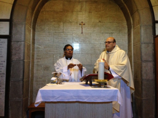 My husband and Father Don Luca celebrating Mass. 